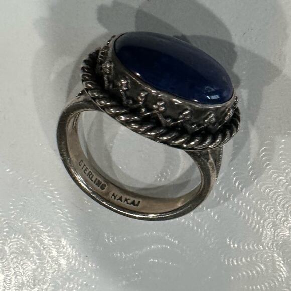 Vintage 925 Sterling Silver Ring Navajo Lapis Lazuli Grace & Gilo SZ. 6.25 RARE - Picture 9 of 15